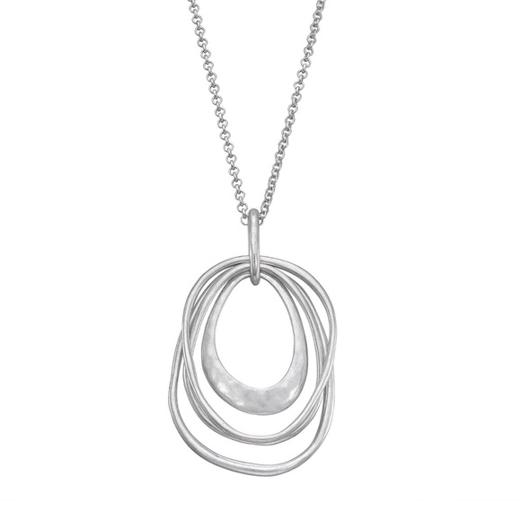 Bella Uno Worn Silver Multi Tear Drop Necklace - Picture 1 of 4
